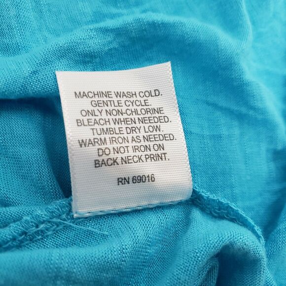 Relativity Womens Top Medium Teal V Neck Cap Sleeves High Low Peplum Crochet - Picture 10 of 10